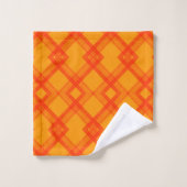 Vérifications rouges et jaunes/oranges heureuses e (Gant de toilette)