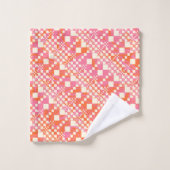 Vérifié, Chèques - rose, orange et crème (Gant de toilette)