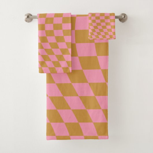 Vérifier Pink Mustard À damiers Motif Checkerboard (En situation)