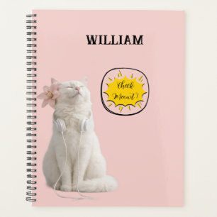 Vérifiez MEO Chat Blanc avec Casque – Personnalisé