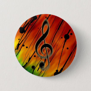 Verinkte muziek ronde button 5,7 cm