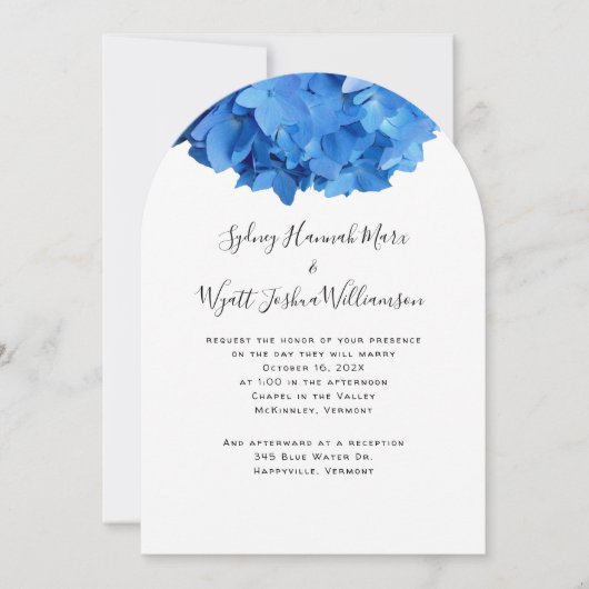 Véritable Blue Hydrangea Mariage Couple Invitation (Devant)