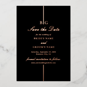 Véritable carte de mariage noir à feuille d'or ros