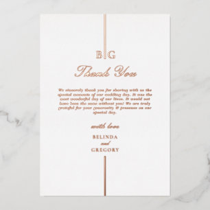 Véritable carte de remerciement de mariage à monog