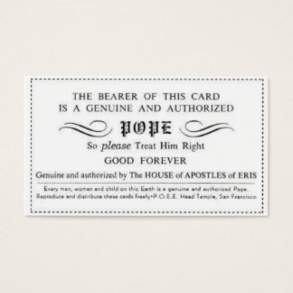 véritable carte pope certifiée