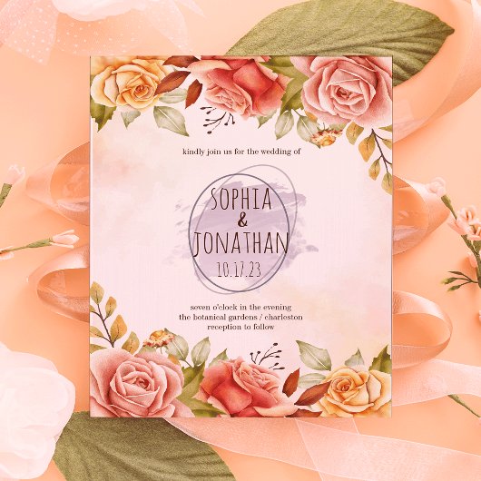 Véritable Faire-part de mariage d'aquarelle Floral