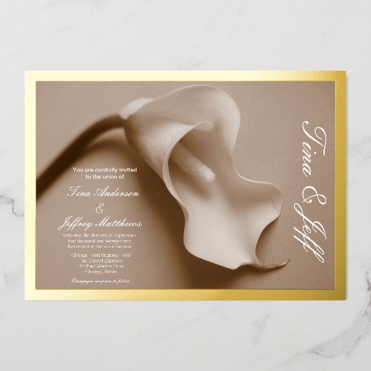 véritable feuille calla lily faire-part de mariage (Recto)