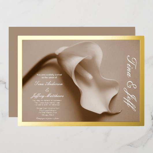 véritable feuille calla lily faire-part de mariage (Recto/Verso)