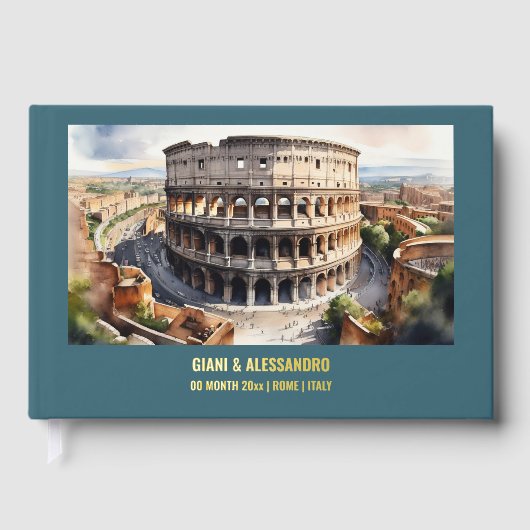 Véritable feuille Colisée Rome aquarelle Italie ma (Recto)