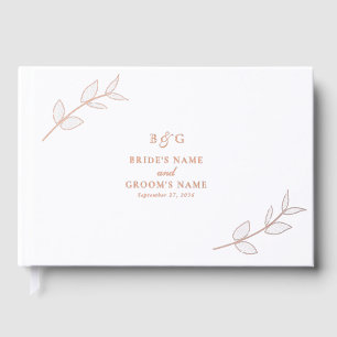 Véritable feuille d'or rose Monogramme Mariage