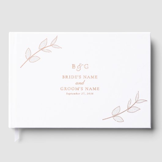 Véritable feuille d'or rose Monogramme Mariage (Recto)