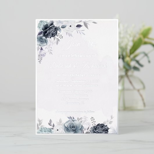 véritable feuille florale faire-part de mariage in (Debout devant)