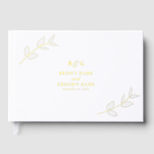 Véritable Feuilles d'or Élégant Mariage Monogramme