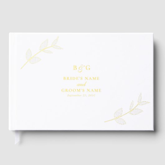 Véritable Feuilles d'or Élégant Mariage Monogramme (Recto)