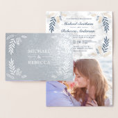 Véritable Foil Dusty Blue Branch Faire-part de mar (Affichage)