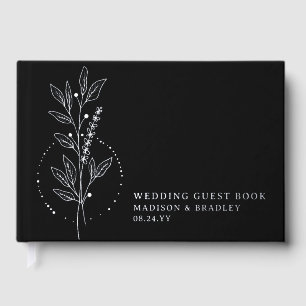 Véritable Foil Elégant Boho Noir Mariage Floral