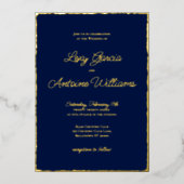 Véritable Foil Luxe Gold Edge Navy Blue Invitation (Recto)