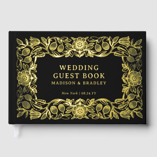 Véritable Foil Vintage Floral Black Gold Mariage (Recto)