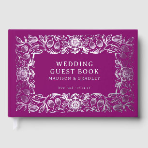 Véritable Foil Vintage Floral violet Mariage d'arg