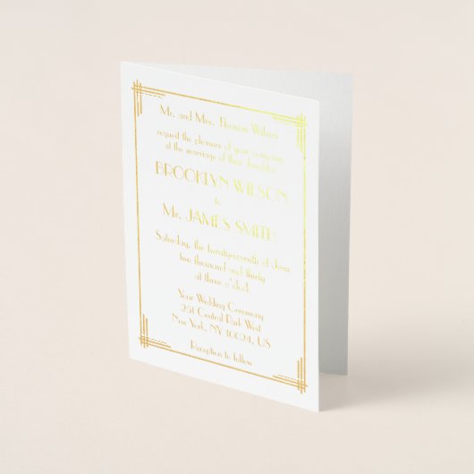 Véritable Gold Foil Art Déco Invitations de mariag (Devant)