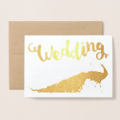 Véritable Gold Foil Peacock Invitations de mariage (Devant avec enveloppe)