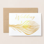 Véritable Gold Foil Peacock Invitations de mariage (Devant avec enveloppe)