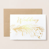 Véritable Gold Foil Peacock Invitations de mariage (Devant avec enveloppe)