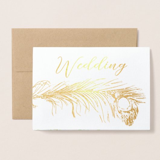 Véritable Gold Foil Peacock Invitations de mariage (Devant avec enveloppe)
