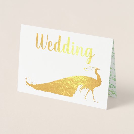Véritable Gold Foil Peacock Invitations de mariage (Devant)