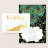 Véritable Gold Foil Peacock Invitations de mariage (Affichage)