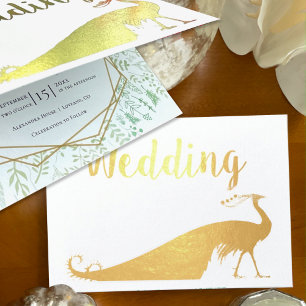 Véritable Gold Foil Peacock Invitations de mariage