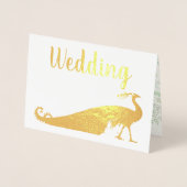 Véritable Gold Foil Peacock Invitations de mariage (Devant)