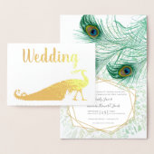 Véritable Gold Foil Peacock Invitations de mariage (Affichage)