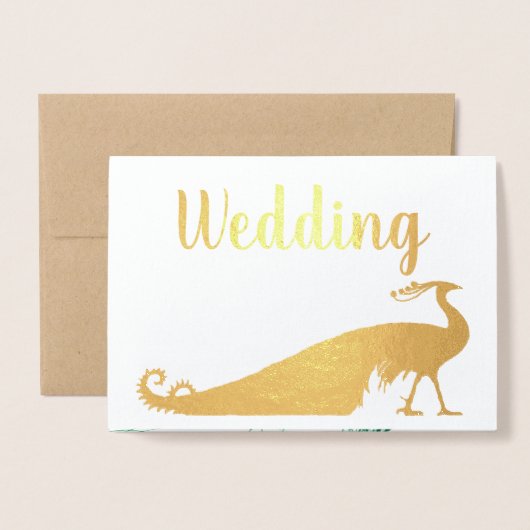 Véritable Gold Foil Peacock Invitations de mariage (Devant avec enveloppe)