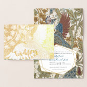 Véritable Gold Foil Peacock Invitations de mariage (Affichage)