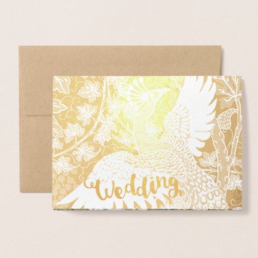 Véritable Gold Foil Peacock Invitations de mariage (Devant avec enveloppe)