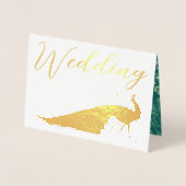 Véritable Gold Foil Peacock Invitations de mariage (Devant)