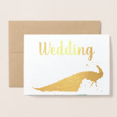 Véritable Gold Foil Peacock Invitations de mariage (Devant avec enveloppe)