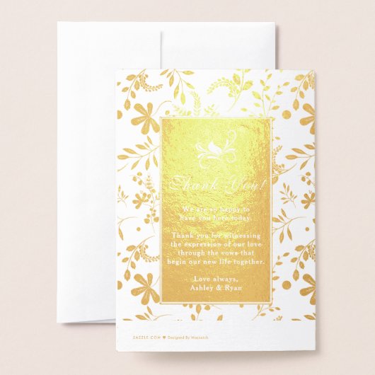 Véritable Gold Foil Programme de mariage végétal (Derrière avec enveloppe)