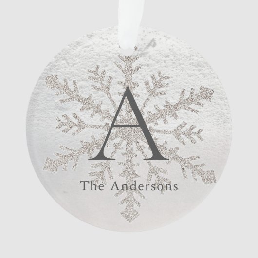 Véritable Monogramme de neige blanche et d'argent (devant)