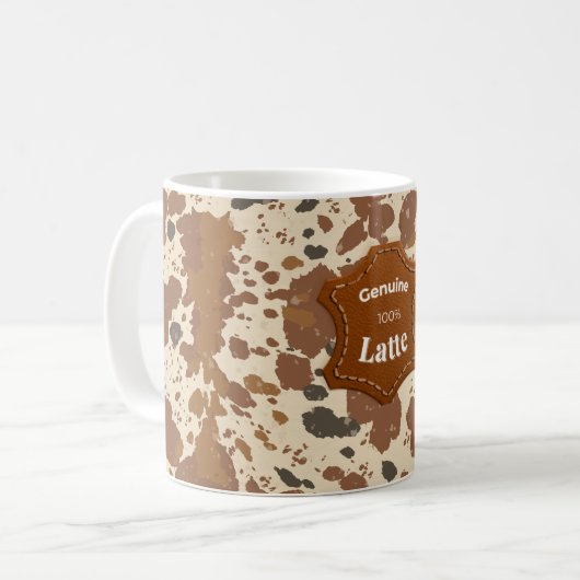 Véritable Mug à Latte 100% | Esthétique Café Cuir (Devant gauche)