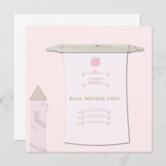 Véritable Princesse Scroll Invitation rose (Devant / Derrière)