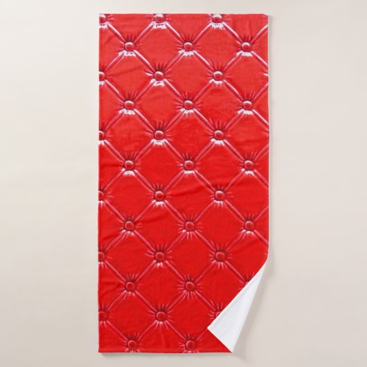 Véritable rembourrage en cuir rouge. (Serviette de bain)