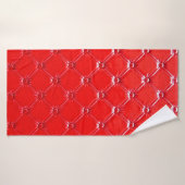 Véritable rembourrage en cuir rouge. (Serviette de bain)