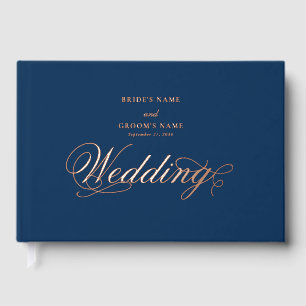 Véritable Rose Gold Foil Elégant Mariage bleu luxe