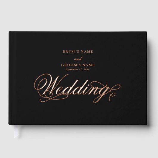 Véritable Rose Gold Foil Elégant Mariage noir de l (Recto)