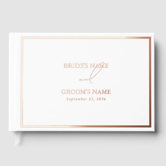 Véritable Rose Gold Foil Moderne Mariage blanc (Recto)