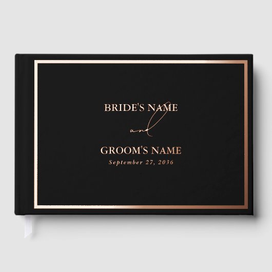Véritable Rose Gold Foil Moderne Mariage noir (Recto)