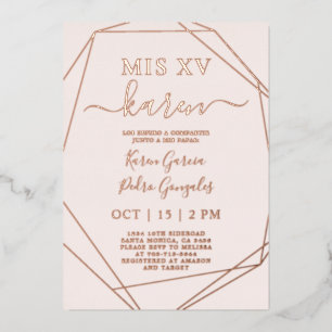 Véritable Rose Gold Foil Quinceañera Invitation