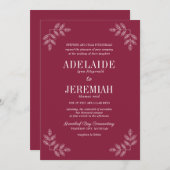 Véritable simplicité 6 Claret Floral Faire-part de (Devant / Derrière)